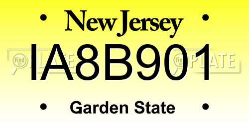 IA8B901 New Jersey License Plate
