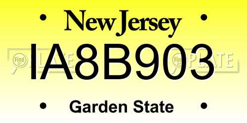 IA8B903 New Jersey License Plate