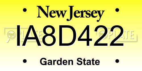 IA8D422 New Jersey License Plate