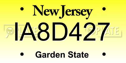 IA8D427 New Jersey License Plate