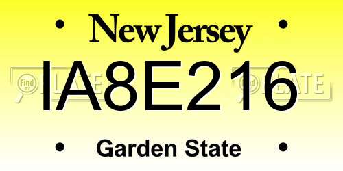 IA8E216 New Jersey License Plate