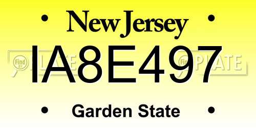IA8E497 New Jersey License Plate