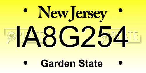 IA8G254 New Jersey License Plate