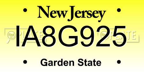 IA8G925 New Jersey License Plate