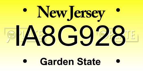 IA8G928 New Jersey License Plate