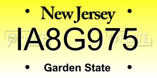 IA8G975 New Jersey License Plate