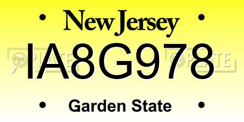 IA8G978 New Jersey License Plate