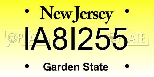IA8I255 New Jersey License Plate