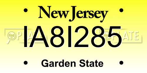 IA8I285 New Jersey License Plate