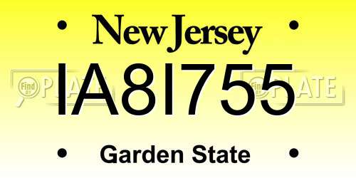 IA8I755 New Jersey License Plate