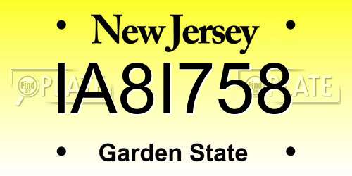 IA8I758 New Jersey License Plate