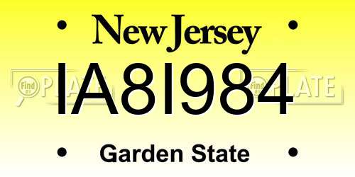 IA8I984 New Jersey License Plate