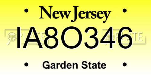 IA8O346 New Jersey License Plate