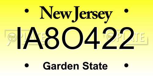 IA8O422 New Jersey License Plate