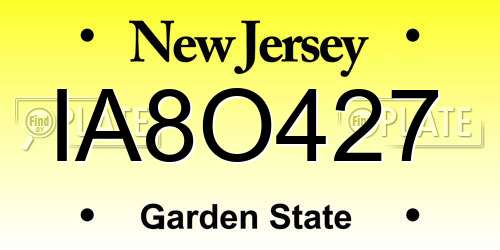IA8O427 New Jersey License Plate