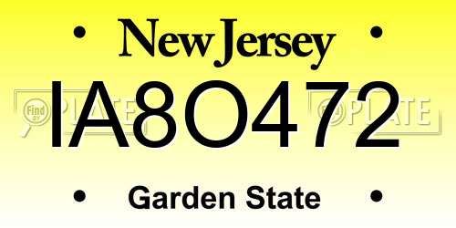 IA8O472 New Jersey License Plate