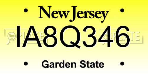 IA8Q346 New Jersey License Plate