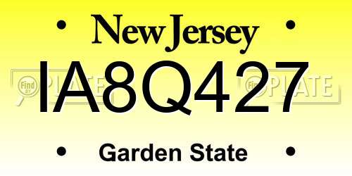 IA8Q427 New Jersey License Plate