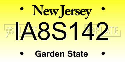 IA8S142 New Jersey License Plate