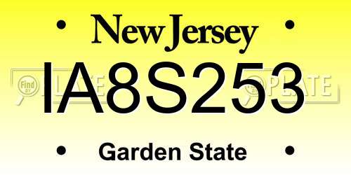 IA8S253 New Jersey License Plate