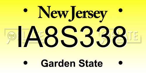 IA8S338 New Jersey License Plate