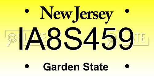 IA8S459 New Jersey License Plate