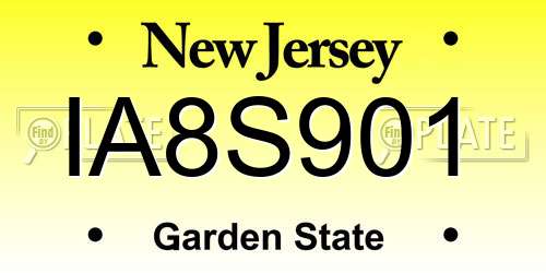 IA8S901 New Jersey License Plate