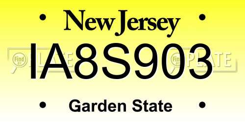 IA8S903 New Jersey License Plate