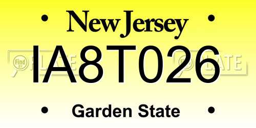 IA8T026 New Jersey License Plate