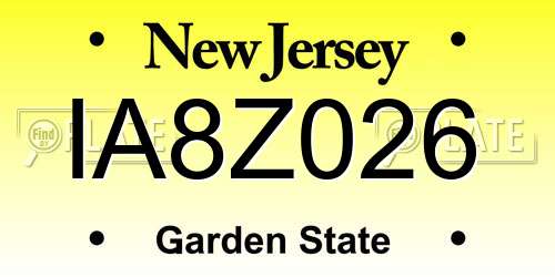 IA8Z026 New Jersey License Plate