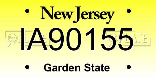 IA90155 New Jersey License Plate