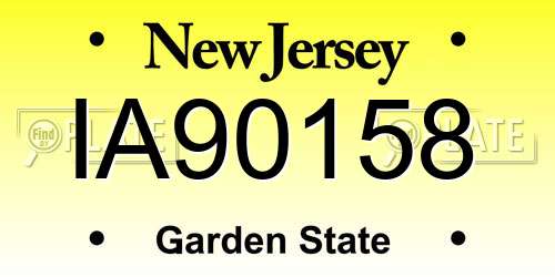 IA90158 New Jersey License Plate