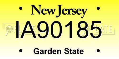 IA90185 New Jersey License Plate