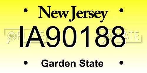 IA90188 New Jersey License Plate