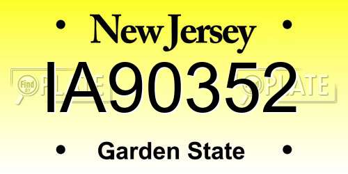 IA90352 New Jersey License Plate