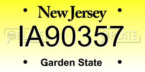 IA90357 New Jersey License Plate