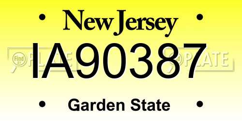 IA90387 New Jersey License Plate