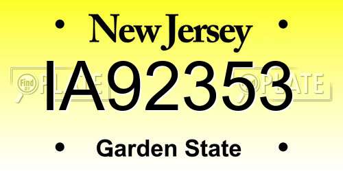 IA92353 New Jersey License Plate