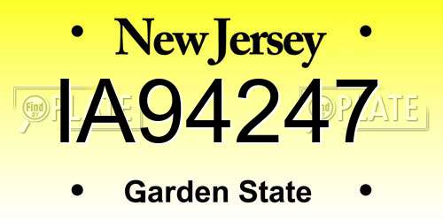 IA94247 New Jersey License Plate