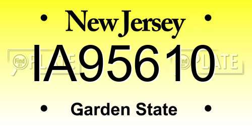 IA95610 New Jersey License Plate