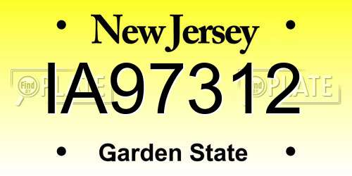 IA97312 New Jersey License Plate