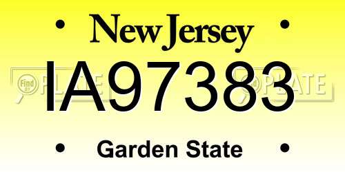 IA97383 New Jersey License Plate