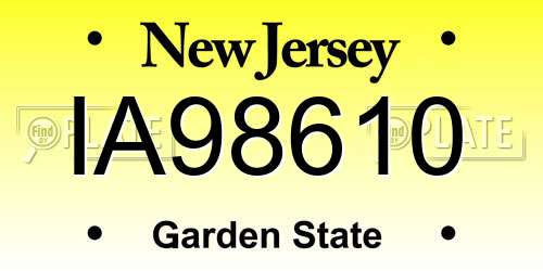 IA98610 New Jersey License Plate