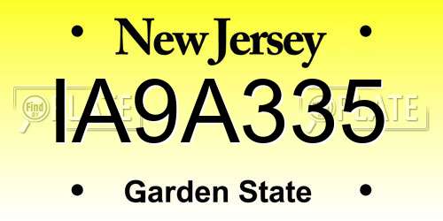 IA9A335 New Jersey License Plate