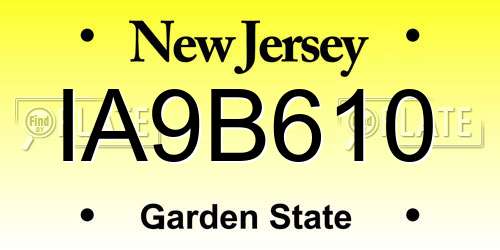 IA9B610 New Jersey License Plate