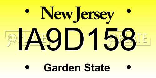 IA9D158 New Jersey License Plate