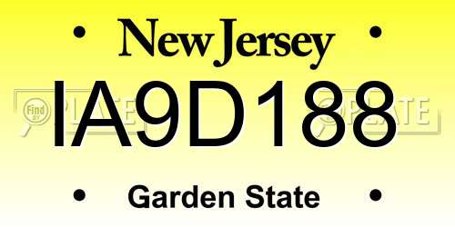 IA9D188 New Jersey License Plate