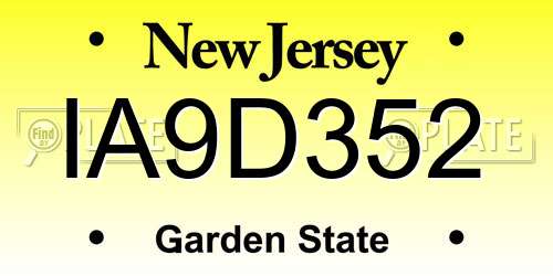 IA9D352 New Jersey License Plate