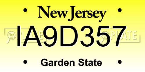 IA9D357 New Jersey License Plate