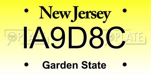 IA9D8C New Jersey License Plate